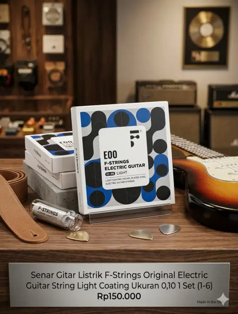 Senar Gitar Listrik F-Strings Original Tahan Karat Coating Ukuran 0.10