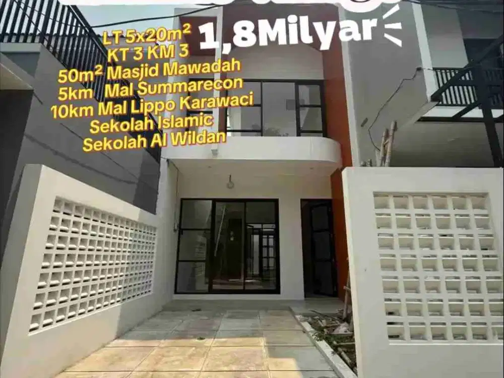 RUMAH BARU 100M² ISLAMIC VILLAGE TANGERANG CLUSTER MAWADAH