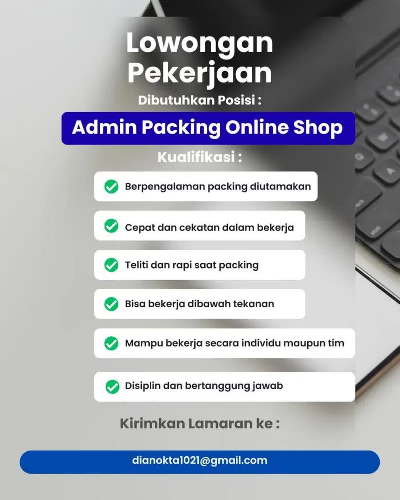 Loker Admin Packing Online Shop