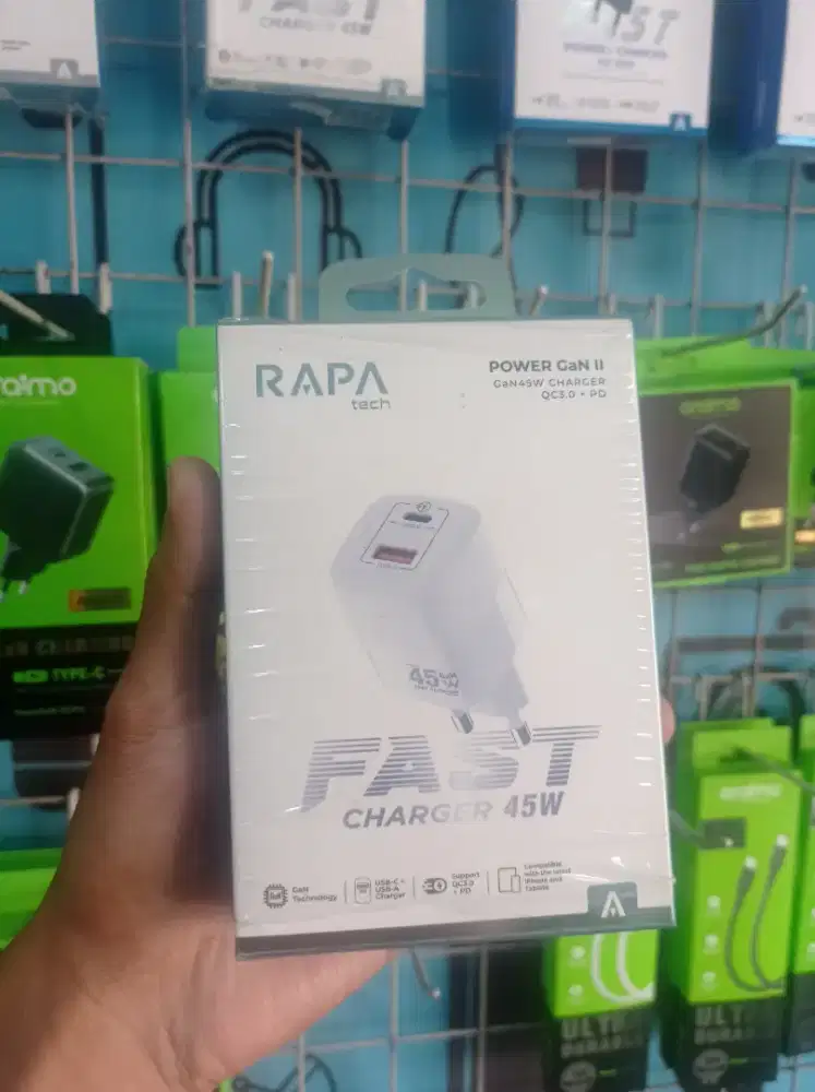 Adapter Type-C dan USB-A RAPATech 45w