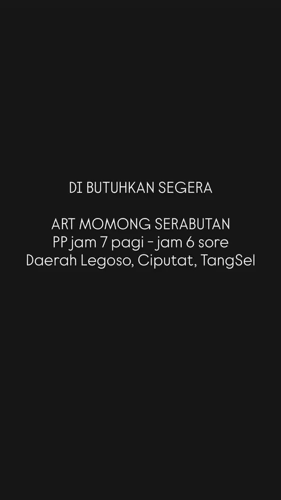 LOKER ART Momong serabutan