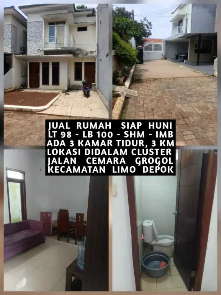 JUAL RUMAH SIAP HUNI DALAM CLUSTER HANYA 4 UNIT JL CEMARA GROGOL DEPOK