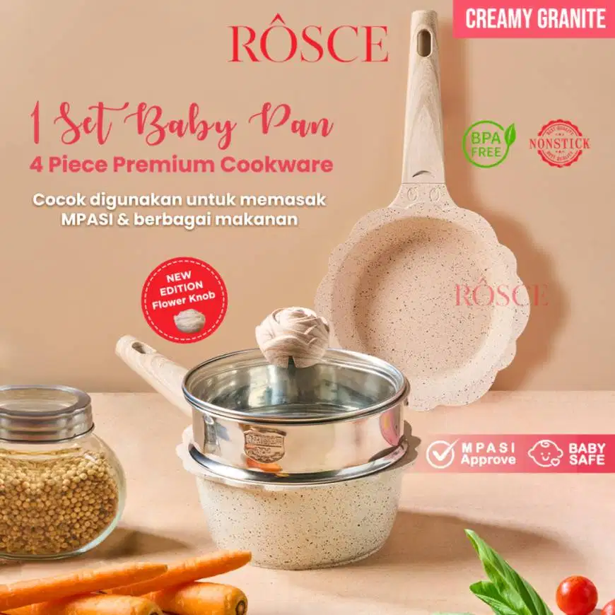 ROSCE Panci set mpasi 4 pcs wajan set baby pan anti lengket marble