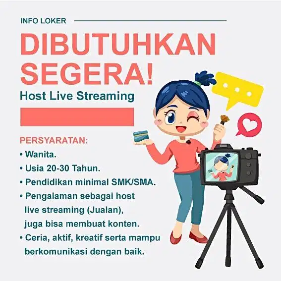DICARI HOST LIVE STREAMING, LOKASI SAWANGAN DEPOK