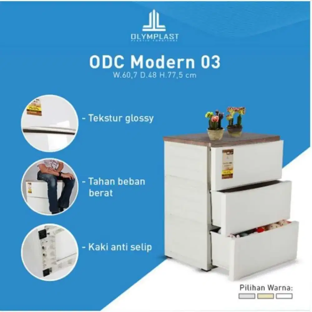 Lemari Drawer Plastik Olymplast ODC 03 Modern Murah Jogja (Ars)