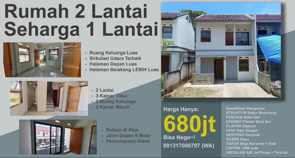 Rumah Murah 2 Lantai Seharga 1 Lantai