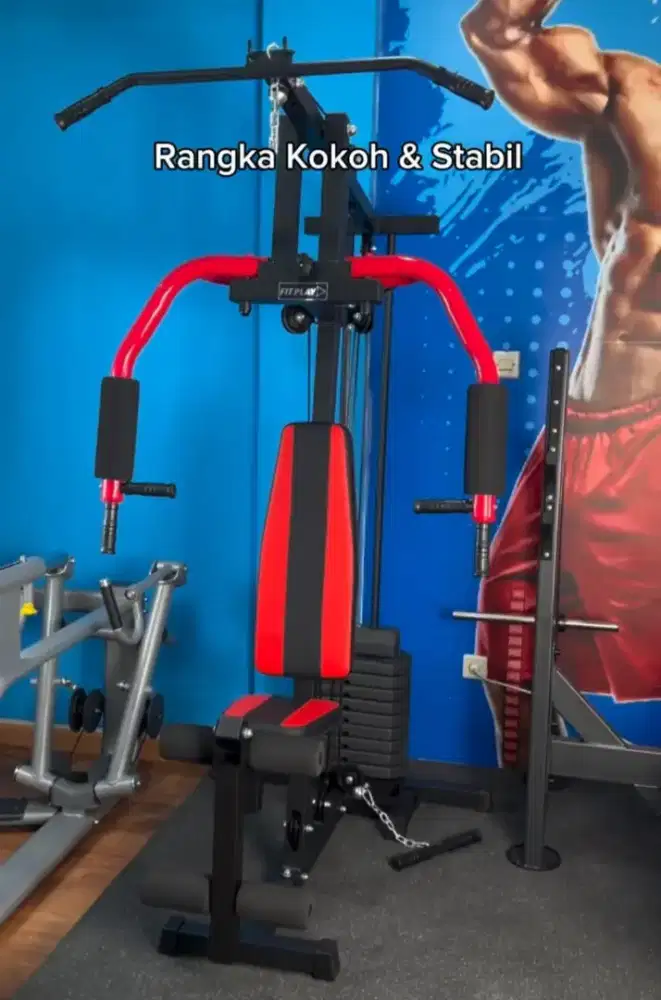 ALAT FITNESS OLAH RAGA DIRUMAH HOME GYM 1 SISI BARU COD PLUS RAKITNYA