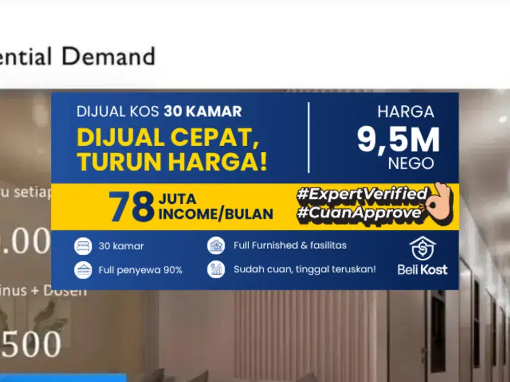 DIJUAL CEPAT TURUN HARGA Kosan Di TOMANG Jakarta TImur Income sampai 78juta / Bulan