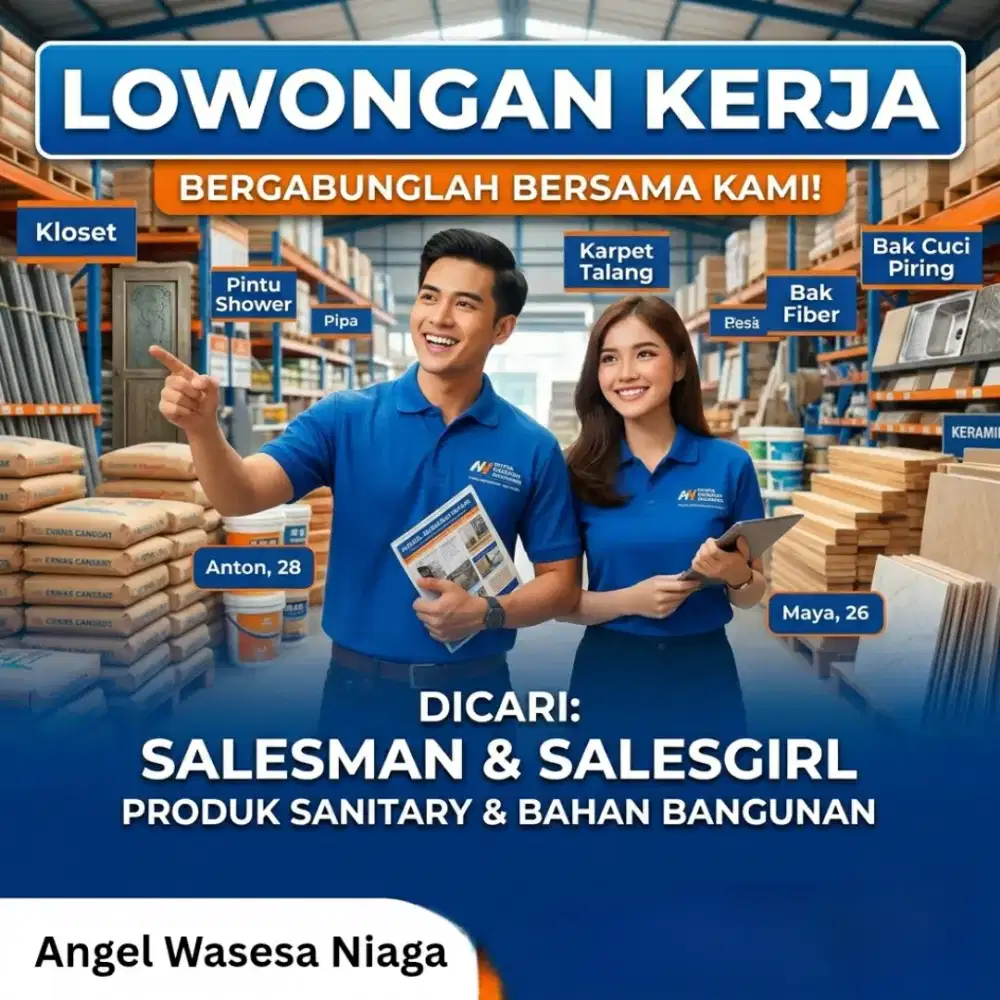 Loker Salesman dan sales Salesgirl Bahan Bangunan