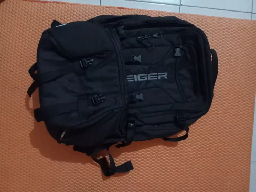 Jual Tas Eiger original warna full black 45L-50L