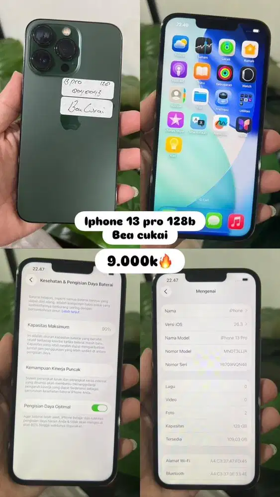 Jual iphone 13 pro 128 GB Beacukai