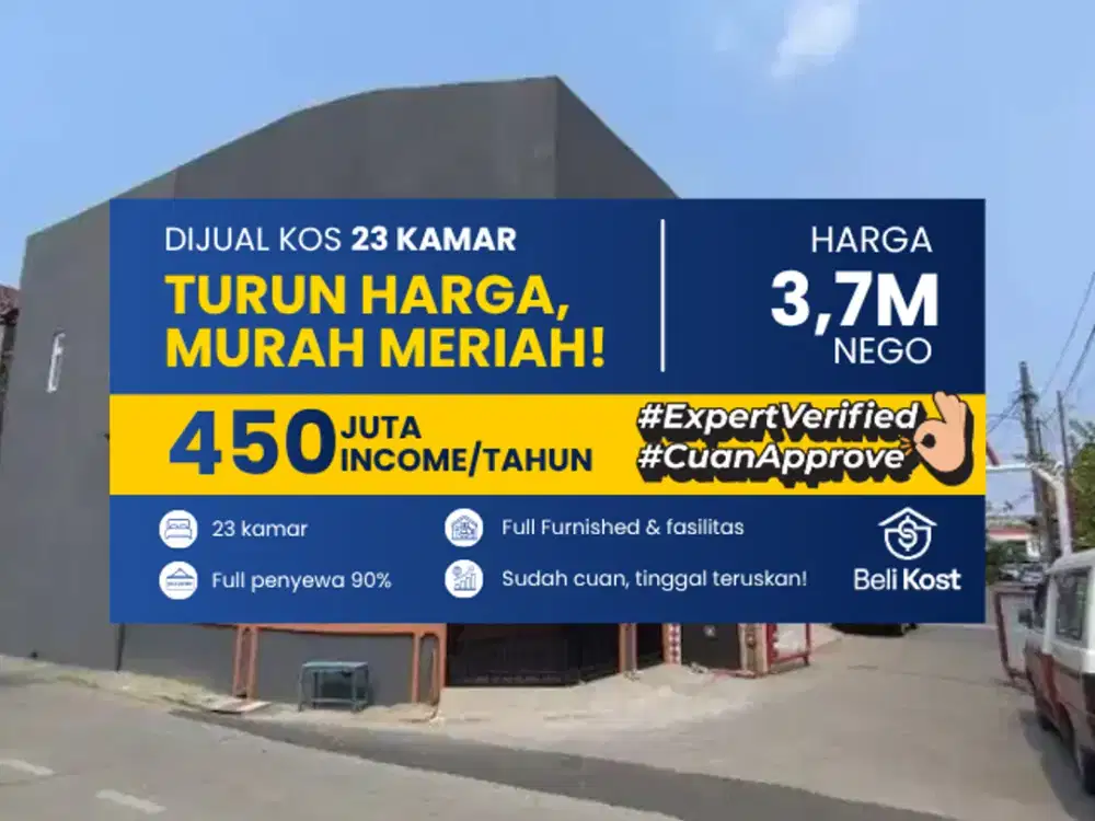 TURUN HARGA DIJUAL KOSAN CIKARANG DEKAT PABRIK INCOME 450juta / TAHUN