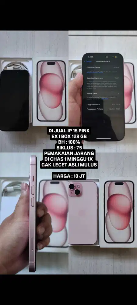 DI JUAL IPHONE 15 PINK 128 GB