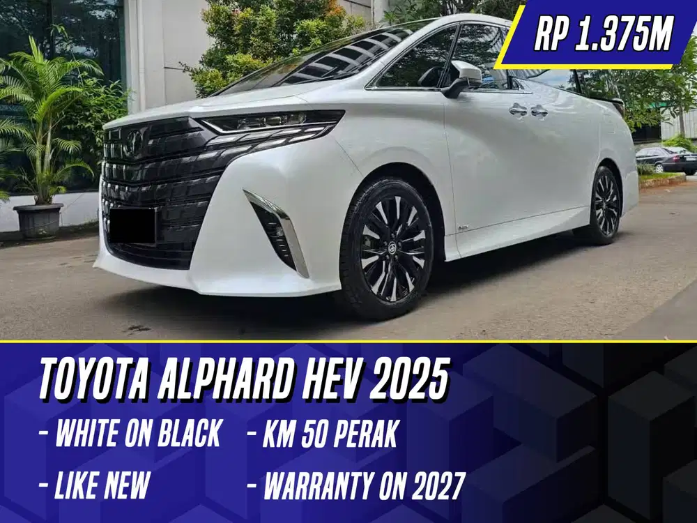 Toyota Alphard HEV Hybrid 2025 White on Black Putih