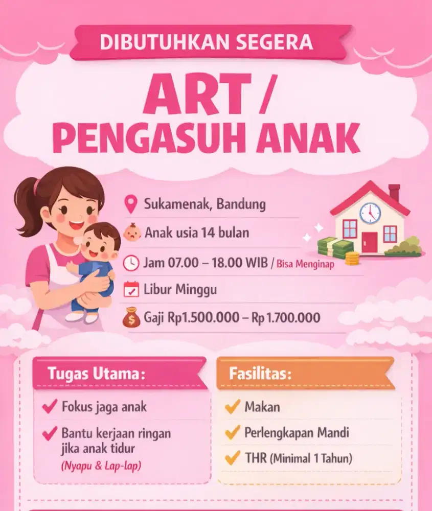 Dibutuhkan segera Pengasuh Bayi/Art