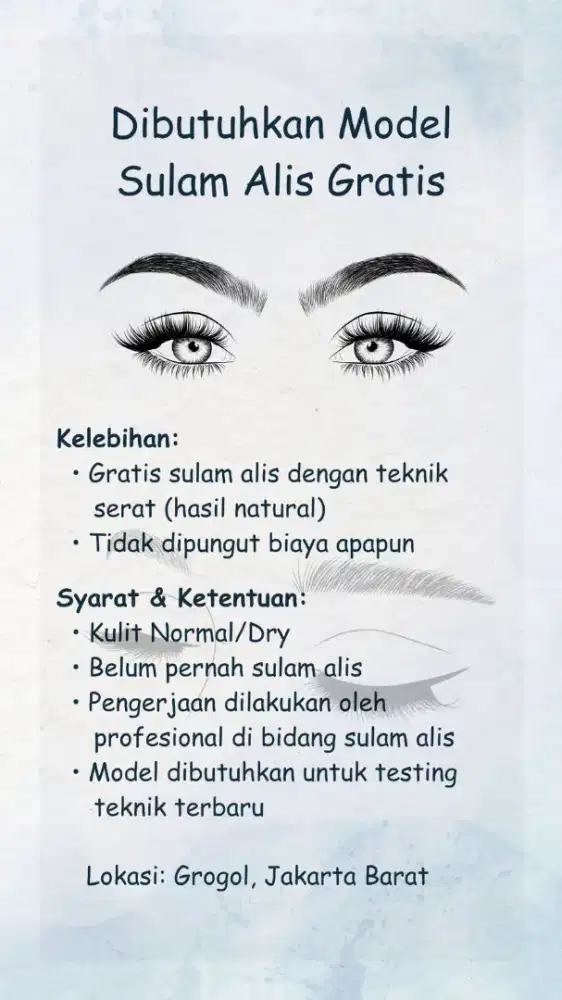 Dibutuhkan Model Sulam alis dan Eyelash