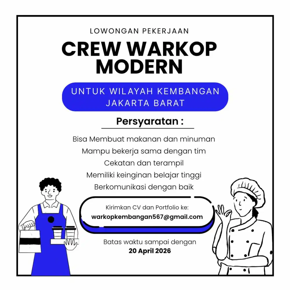 Lowongan pekerjaan crew warkop modern