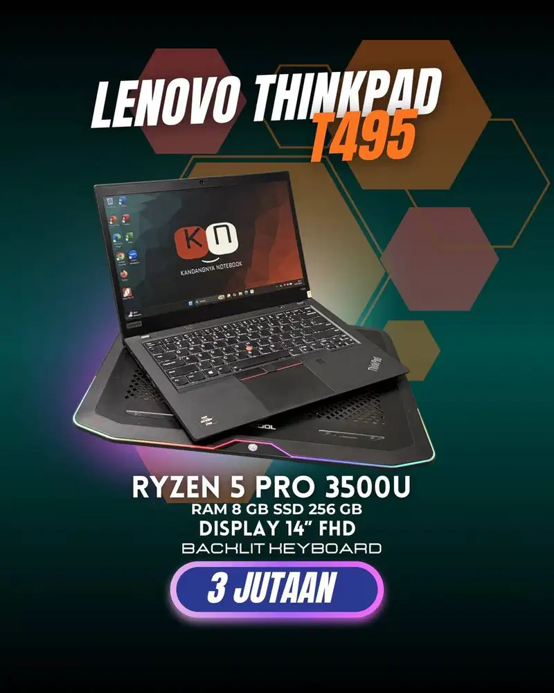 Lenovo Thinkpad T495 Ryzen 5 Pro 3500U RAM 8GB /256GB Layar 14inch