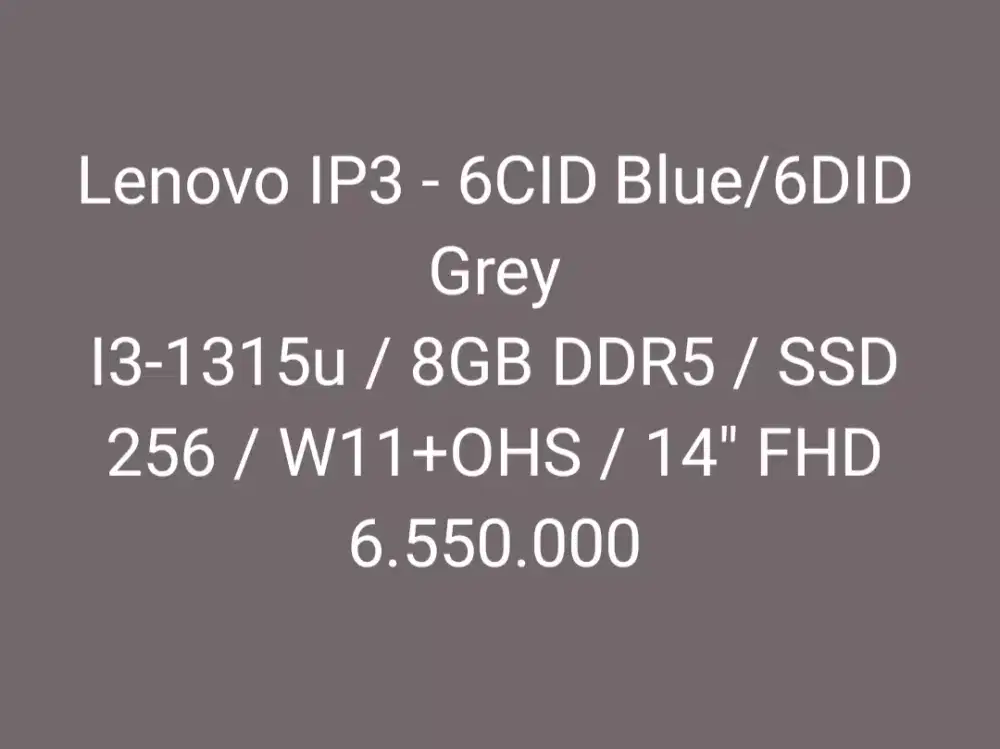 Lenovo IP3 - 6CID	Blue/6DID Grey