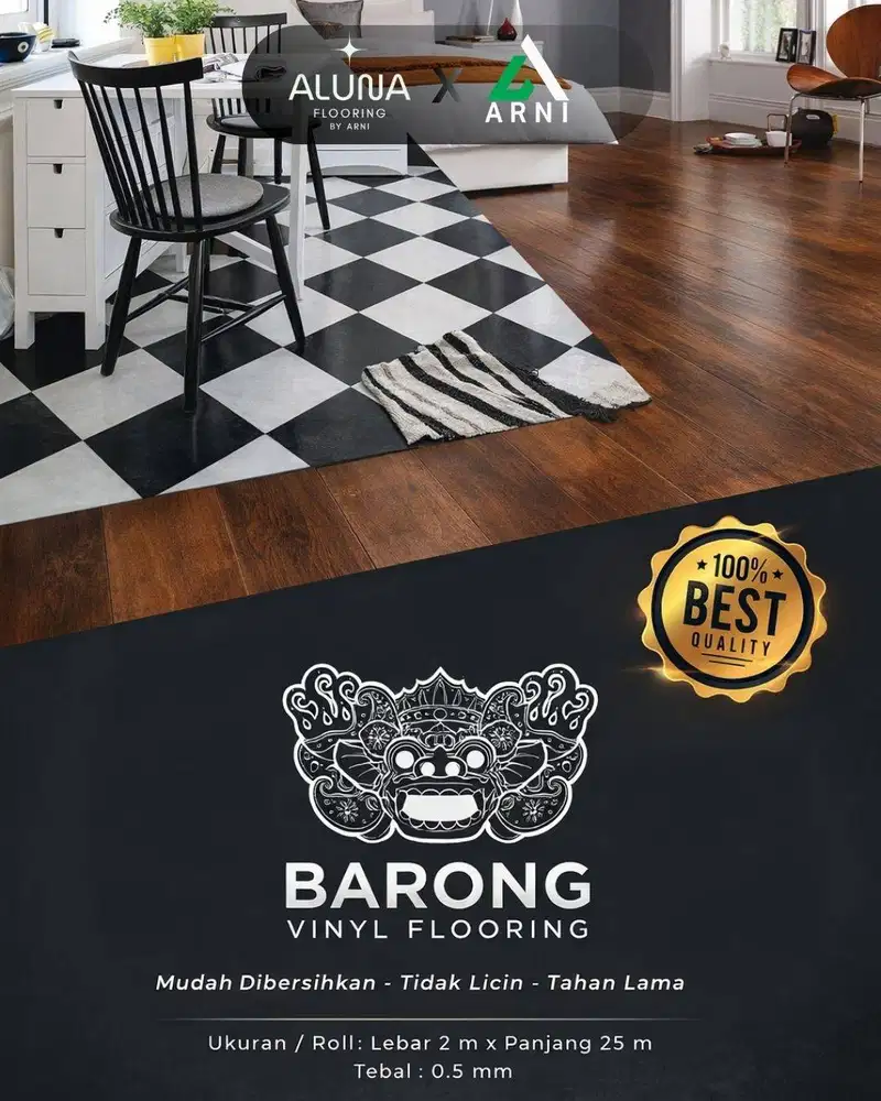 Lantai Vinyl Kisaba BARONG Series Tebal 1mm | Vinyl Lantai Motif Wood