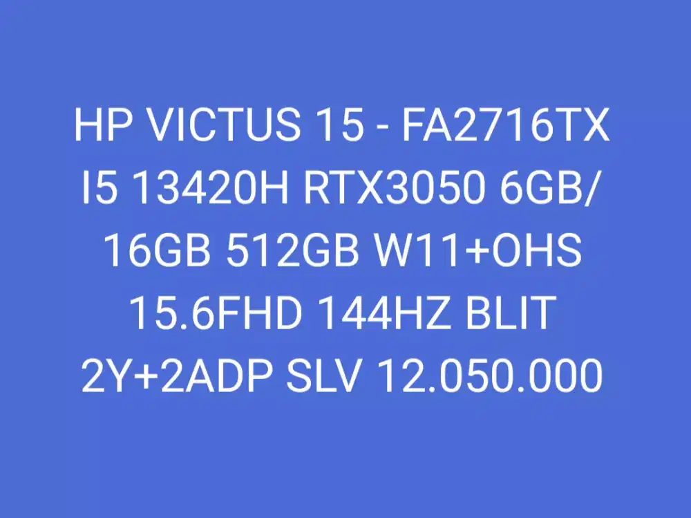 HP VICTUS 15 - FA2716TX
I5 13420H
