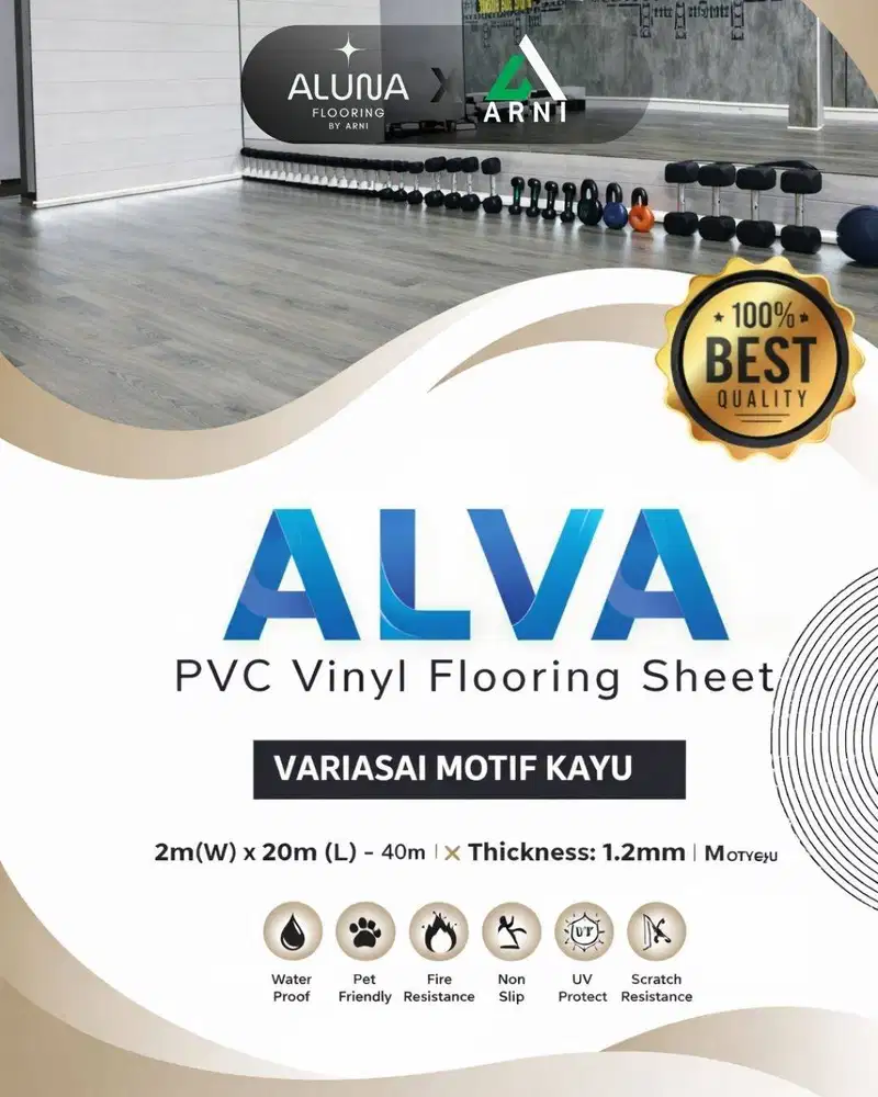 Lantai Vinyl Kisaba ALVA Series Tebal 1,2mm | Vinyl Lantai Motif Wood