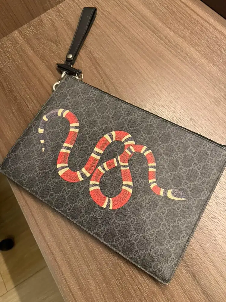 Gucci Bestiary Pouch with Kingsnake Black