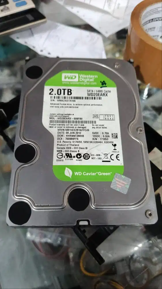 Harddisk HDD 2TB WD Green 3.5 Internal PC - Health 100%