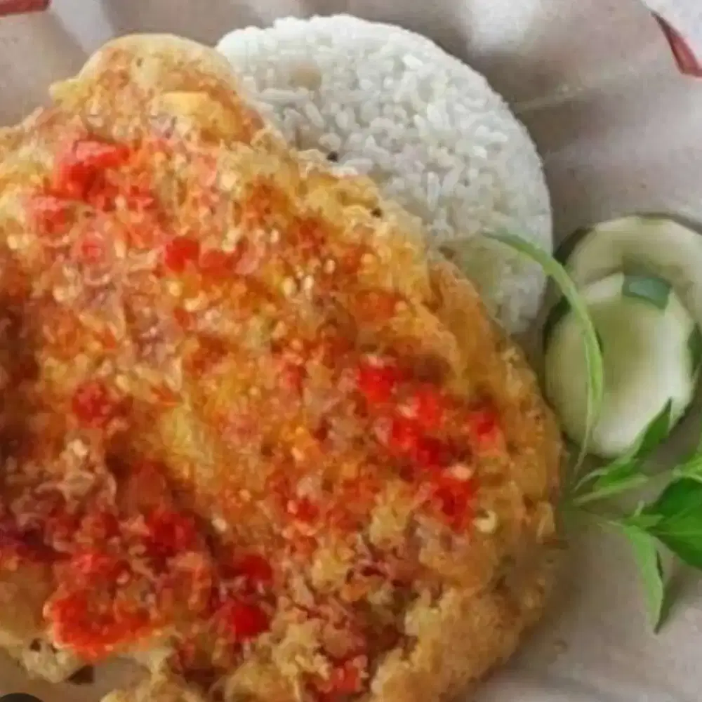 Nasi telur crispy geprek