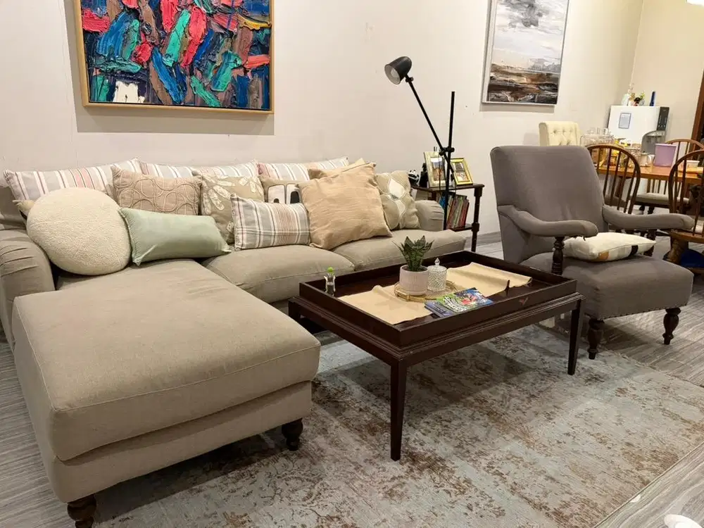 sofa 3 seater L dan meja