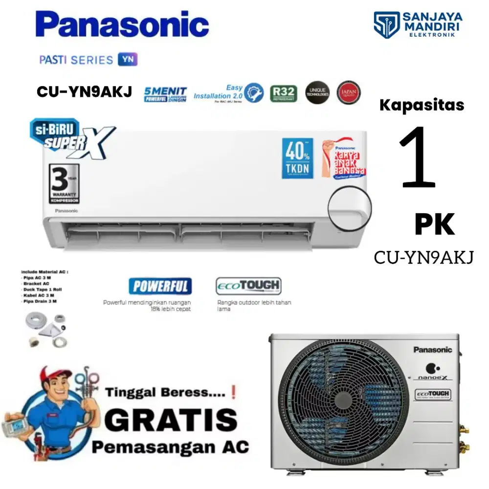 PANASONIC AC Split 1 PK Nanoe-X ECOTOUGH YN9AKJ + Purifier LowVoltage