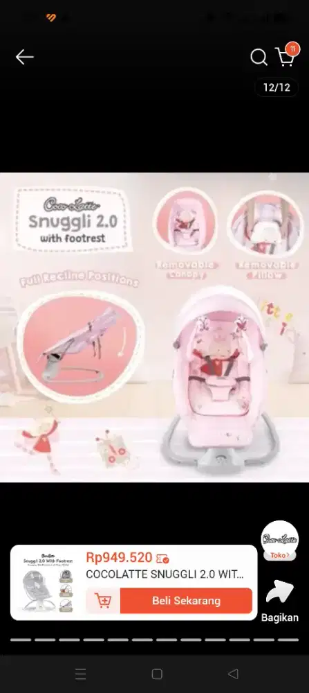 COCOLATTE SNUGLI baby swing