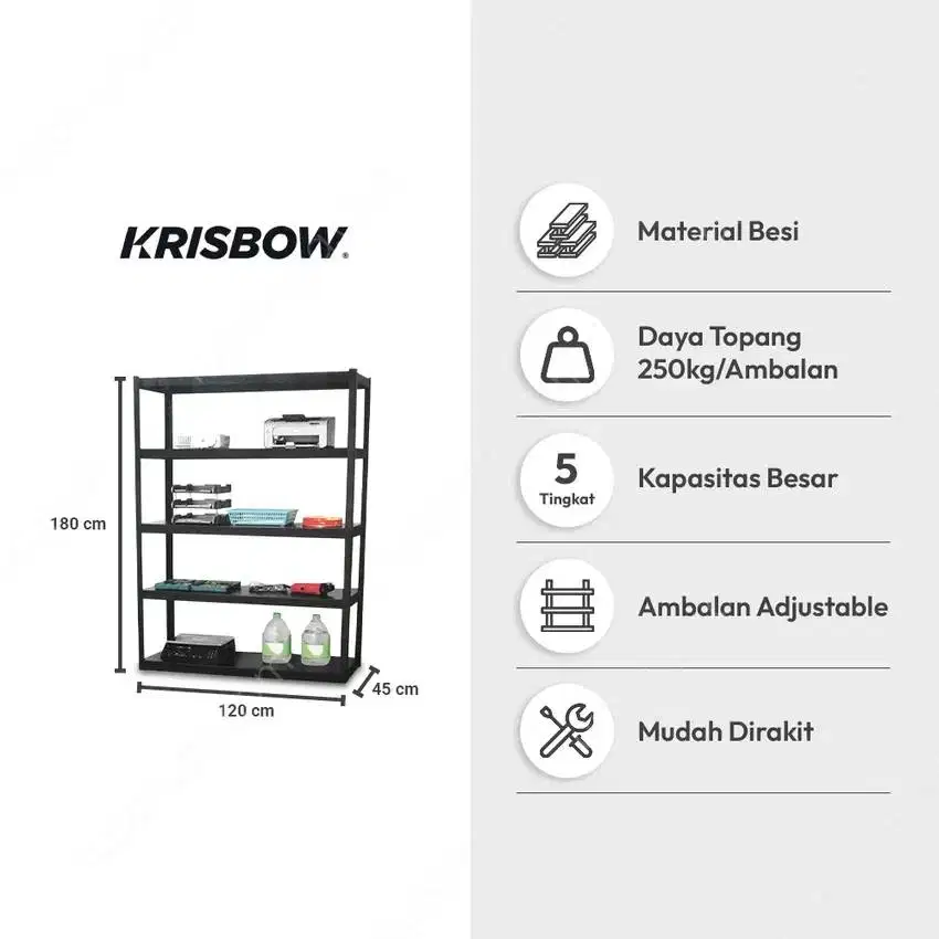 Preloved Rak Besi 5 Tingkat Krisbow