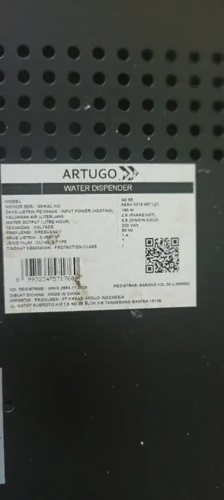 Dispenser Air Merk Artugo Low Watt