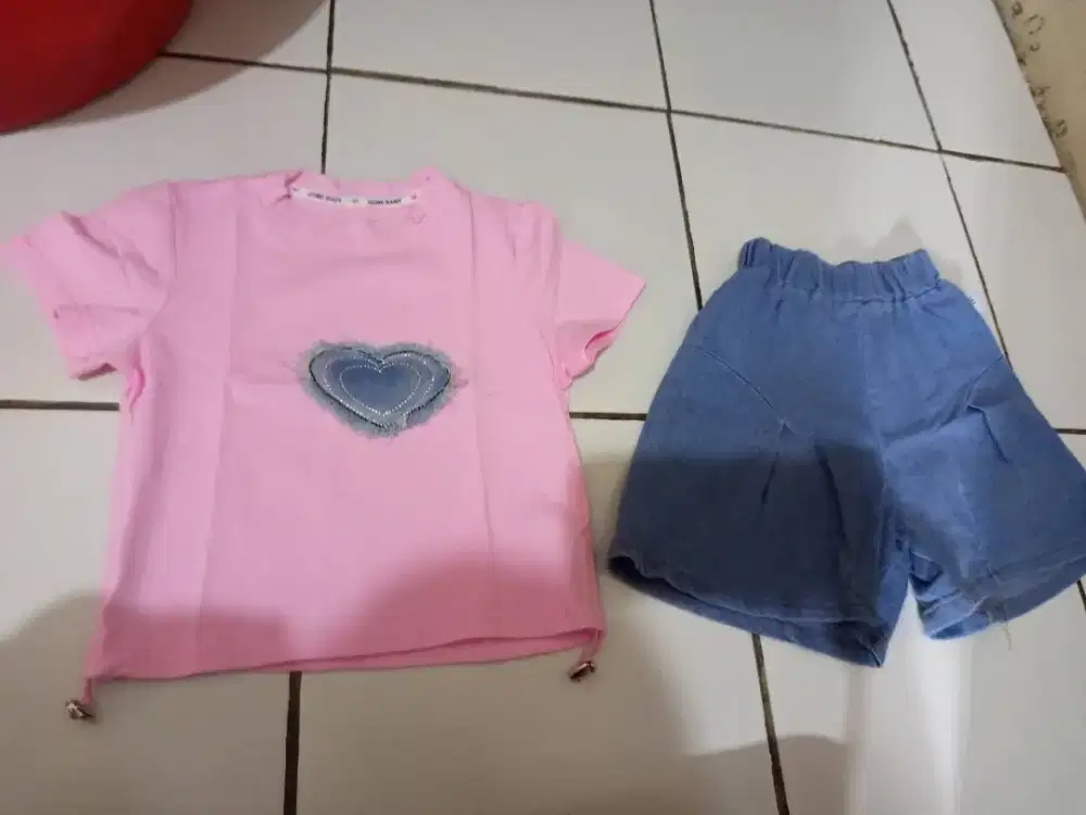 Setelan Pendek Jeans Anak HONEBABY
