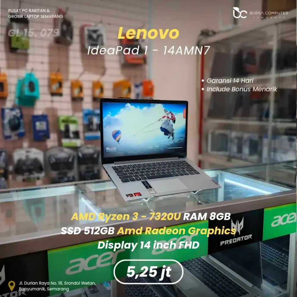LENOVO Ideapad 1-14AMN7 | Ryzen 3 7320U 8GB 512GB