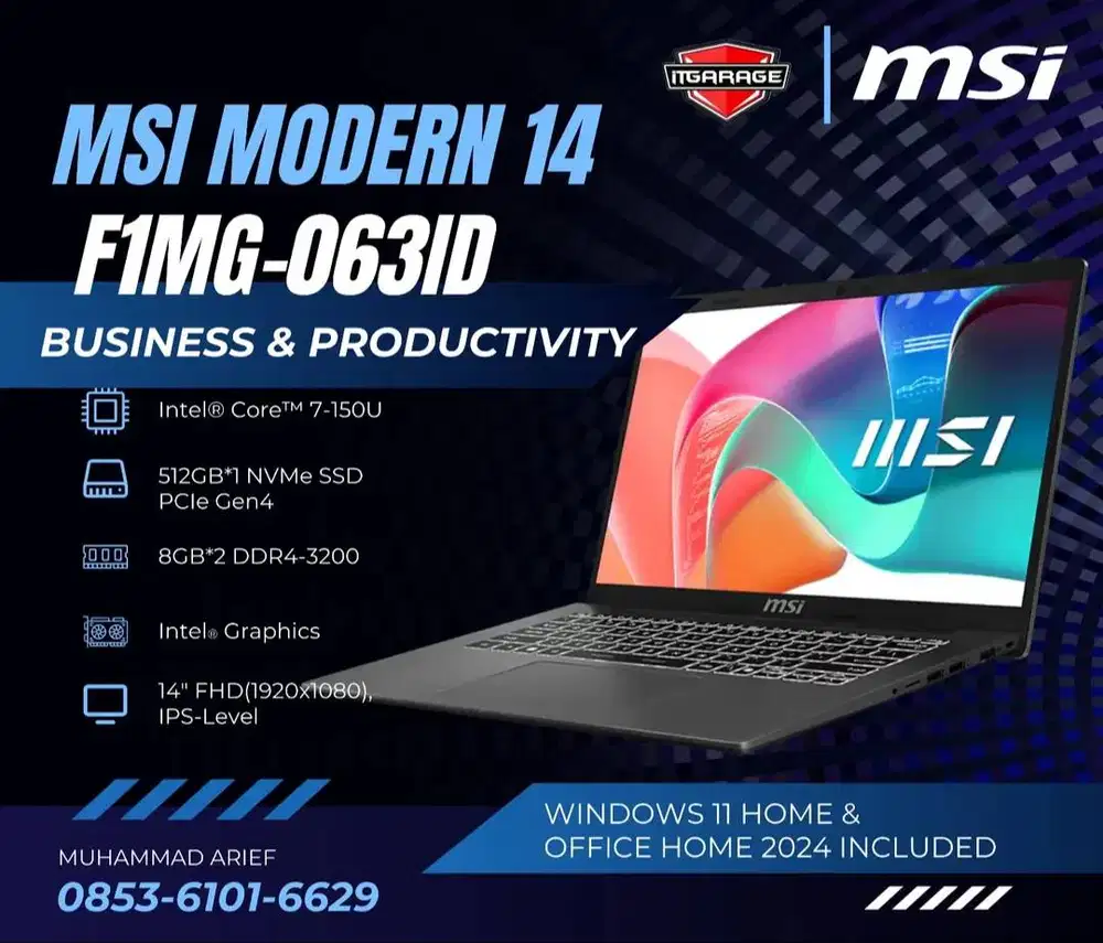 MSI Modern 14 F1MG 063ID Intel Core 7 150U 16GB SSD 512GB 14″ W11+OHS