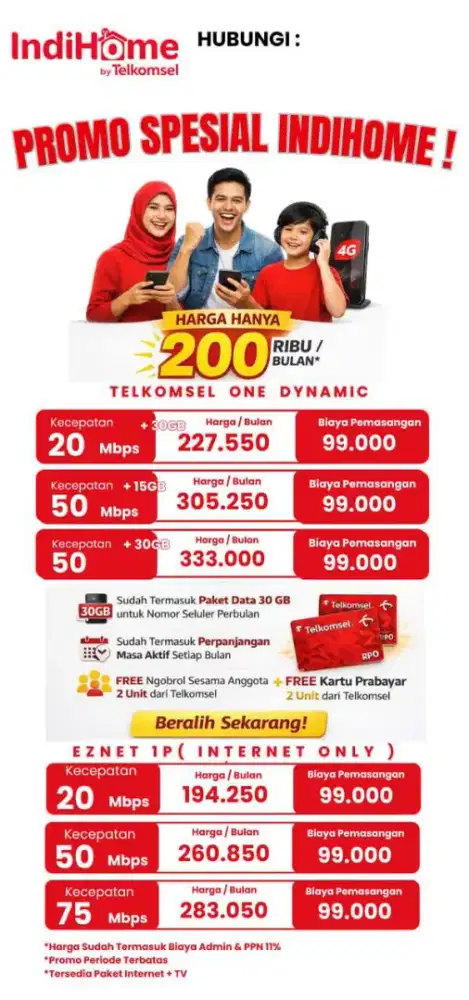 MENERIMA PASANG BARU WIFI INDIHOME ALL AREA