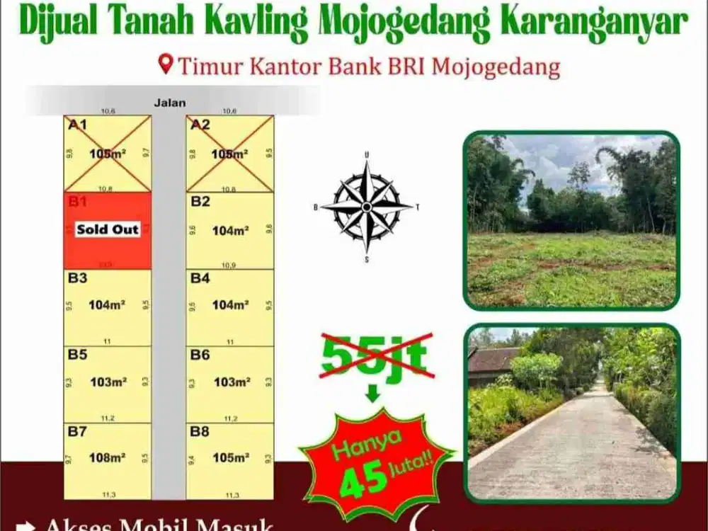 Tanah Murah mojogedang Karanganyar Sertifikat ready