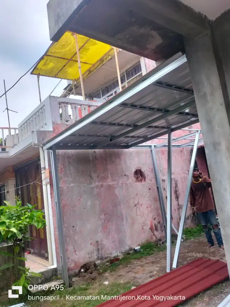 Kanopi atap galvalum pasir terpasang