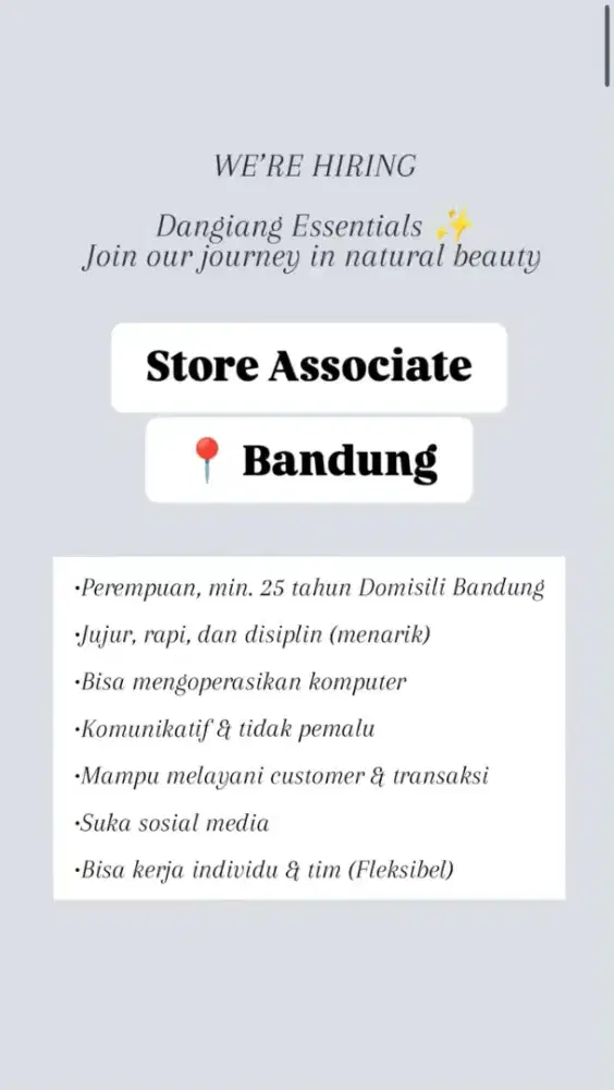 Lowongan Pekerjaan Store Assosiate