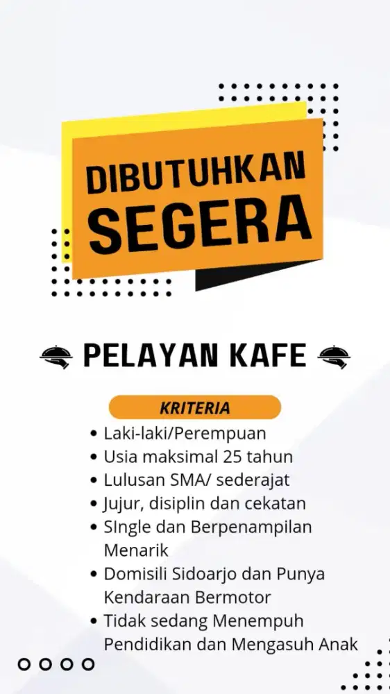 Lowongan Kerja Pelayan Cafe