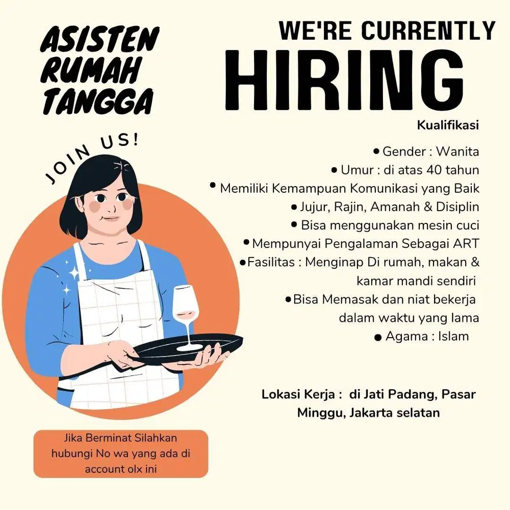 Lowongan kerja Asisten Rumah Tangga