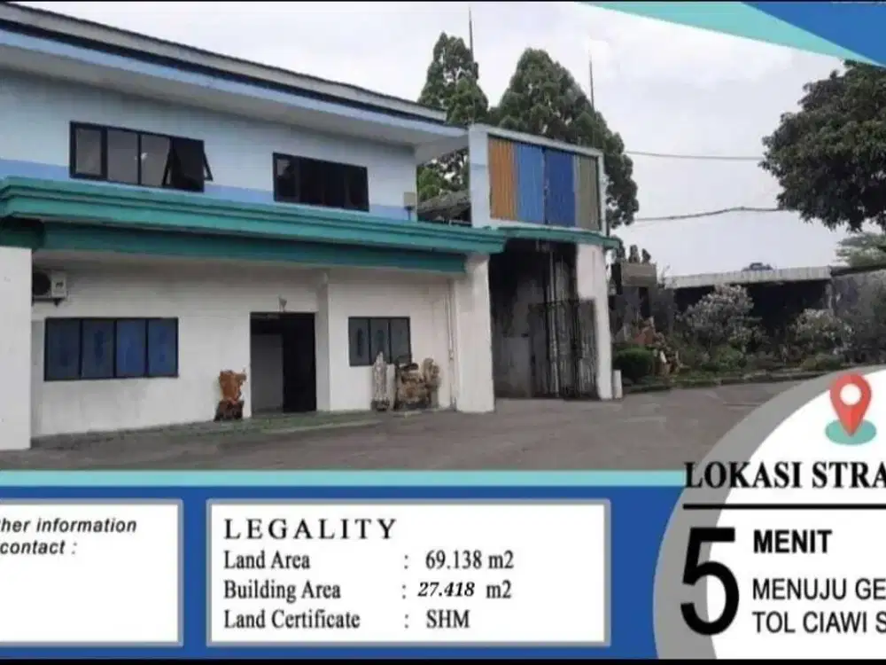 Dijual Pabrik di Ciawi Bogor Jawa Barat