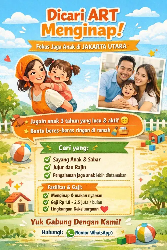 DICARI ART JAGA ANAK + BERES RUMAH