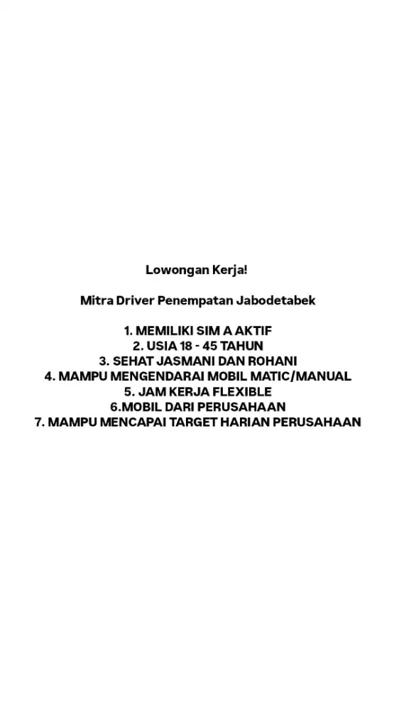 Lowongan Mitra Driver