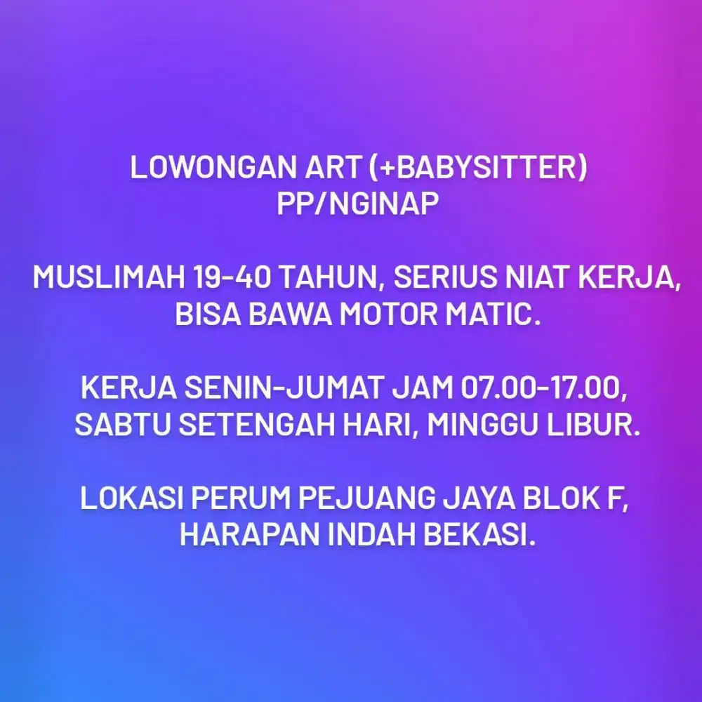 Lowongan kerja ART