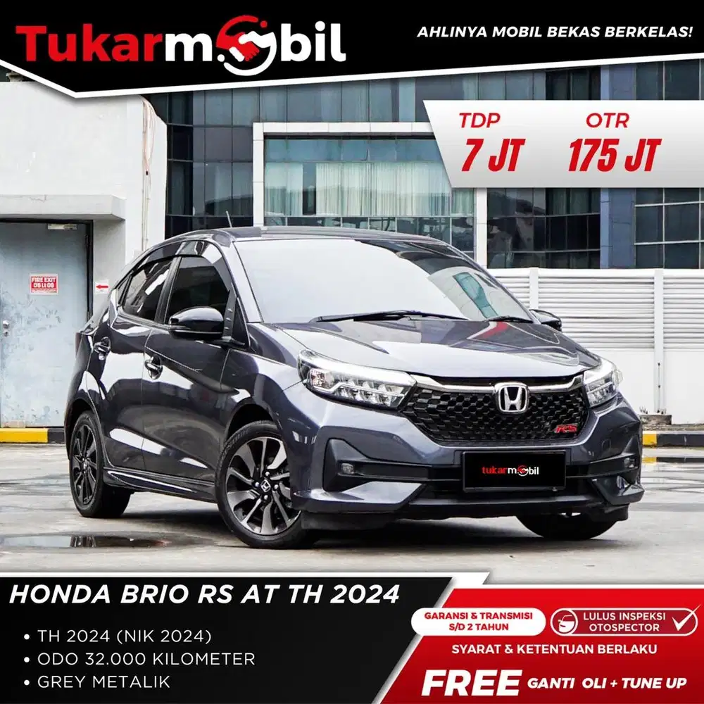 [BERGARANSI] HONDA BRIO RS MATIC TAHUN 2024 ABU ABU DP MINIM