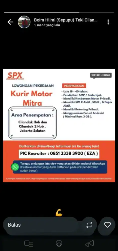 Kurir Spx  untuk area Jakarta selatan
