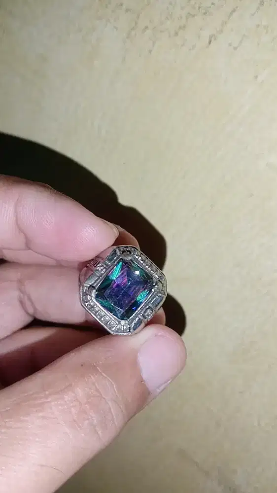 Cincin permata mistikwar ring alpaka super mewah size 8 lanjut wa aj